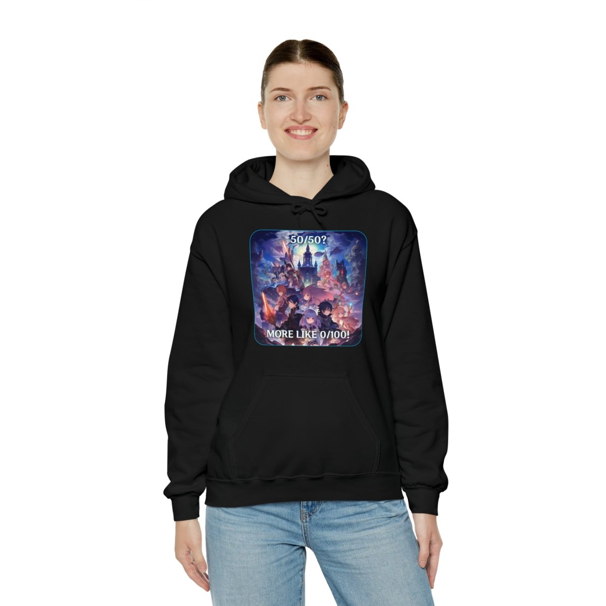 Goated Goods - Genshin Impact - 5050 More like 0100! - Unisex Hoodie - Black - 4XL