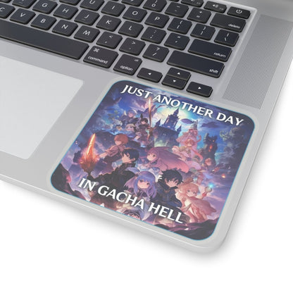 Goated Goods - Genshin Impact - Just Another Day in Gacha Hell - Kiss-Cut Transparent Sticker - 4" × 4" - Transparent