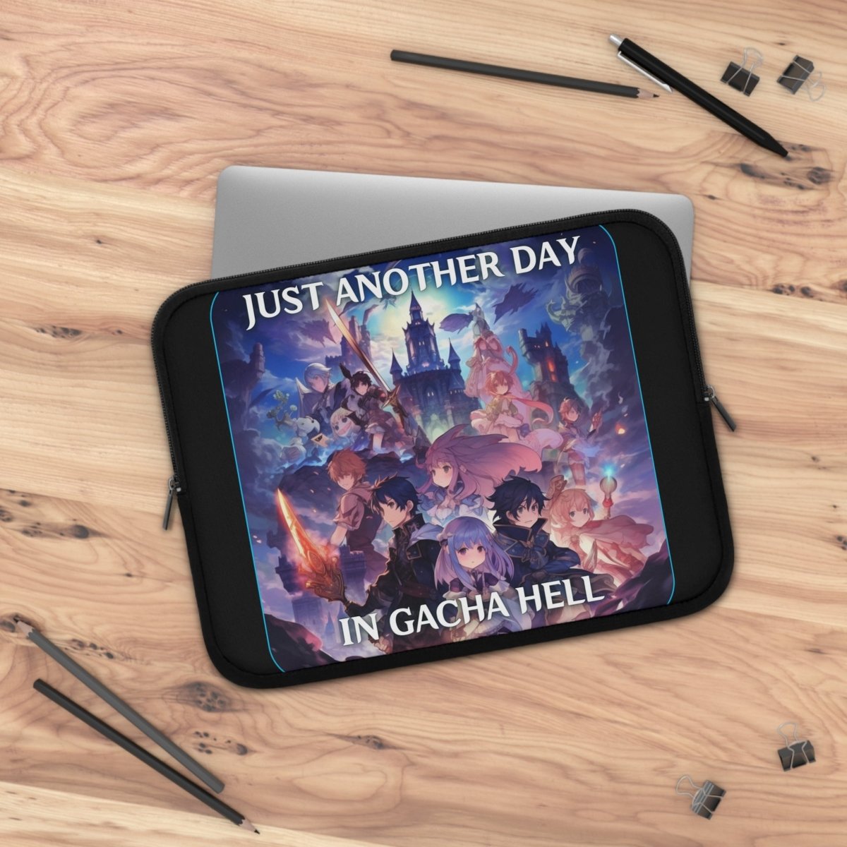 Goated Goods - Genshin Impact - Just Another Day in Gacha Hell - Laptop Sleeve - Black - 13"