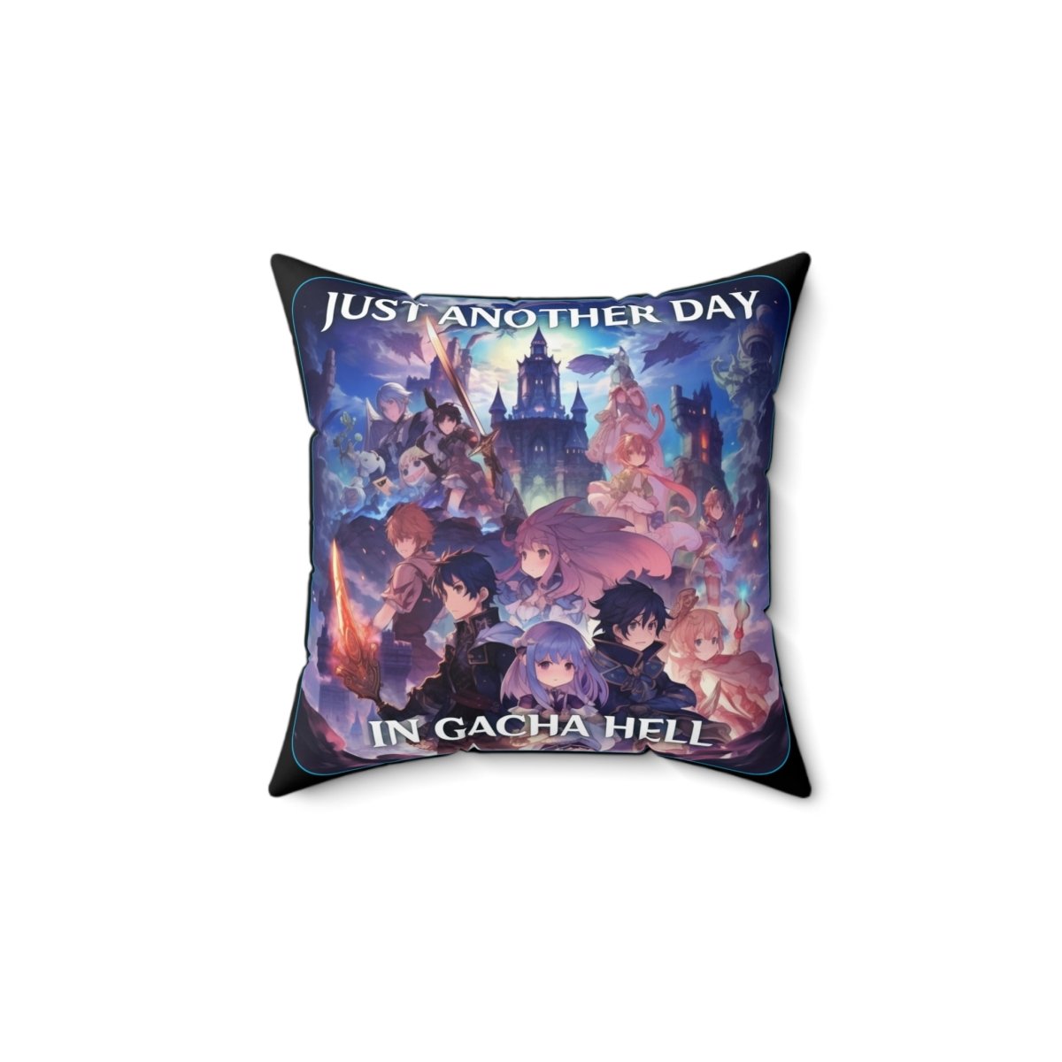 Goated Goods - Genshin Impact - Just Another Day in Gacha Hell - Square Pillow - 14" × 14" -