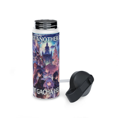 Goated Goods - Genshin Impact - Just Another Day in Gacha Hell - Stainless Steel Water Bottle, Standard Lid - 18oz - White