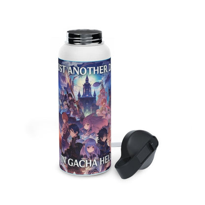 Goated Goods - Genshin Impact - Just Another Day in Gacha Hell - Stainless Steel Water Bottle, Standard Lid - 32oz - White