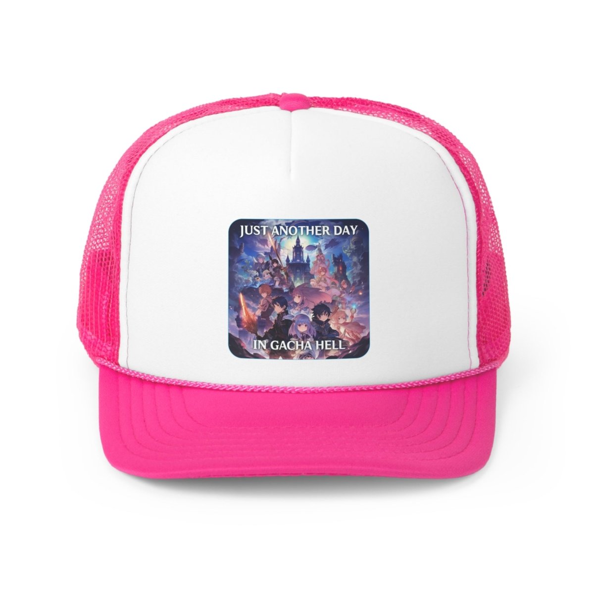 Goated Goods - Genshin Impact - Just Another Day in Gacha Hell - Trucker Hat - Pink - One size