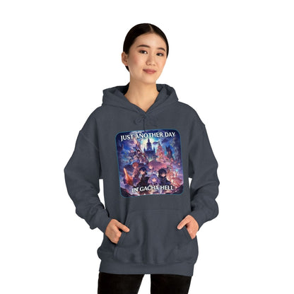 Goated Goods - Genshin Impact - Just Another Day in Gacha Hell - Unisex Hoodie - Heather Navy - S