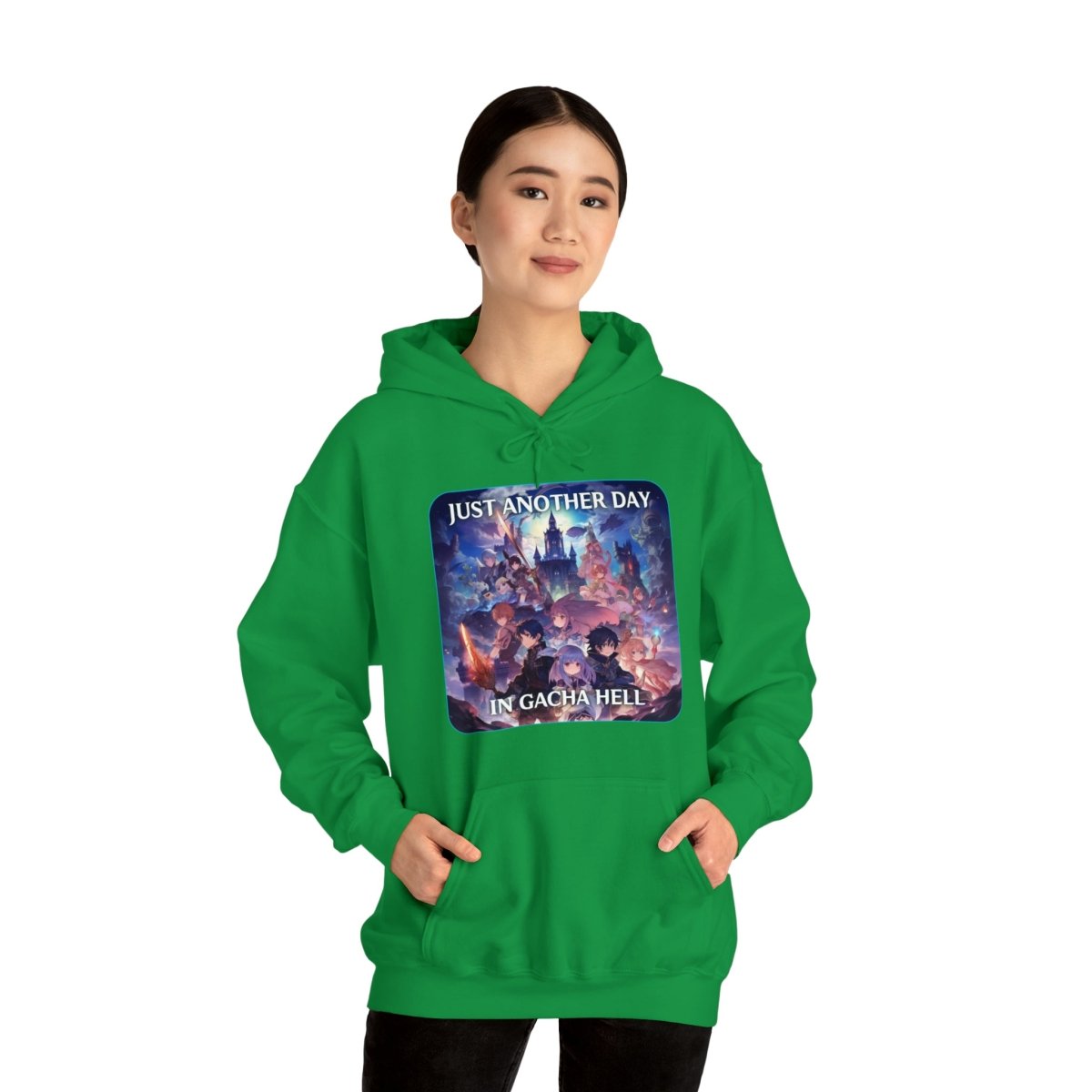 Goated Goods - Genshin Impact - Just Another Day in Gacha Hell - Unisex Hoodie - Irish Green - S