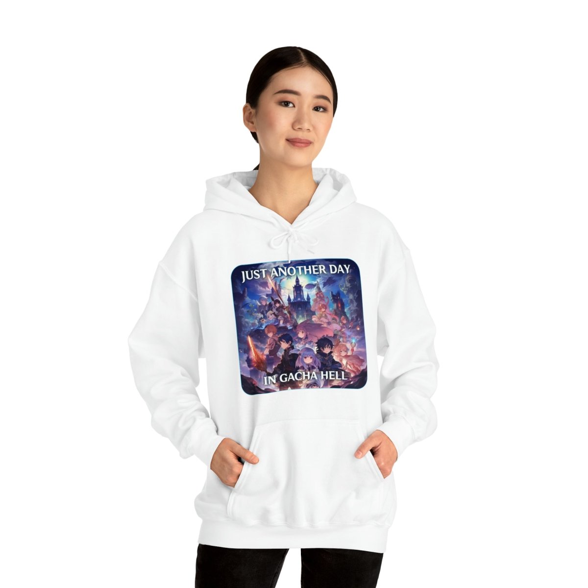 Goated Goods - Genshin Impact - Just Another Day in Gacha Hell - Unisex Hoodie - White - XL