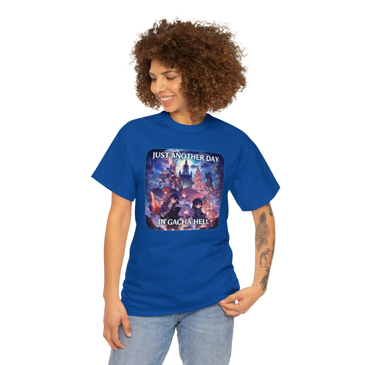 Goated Goods - Genshin Impact - Just Another Day in Gacha Hell - Unisex T-shirt - Royal - 2XL