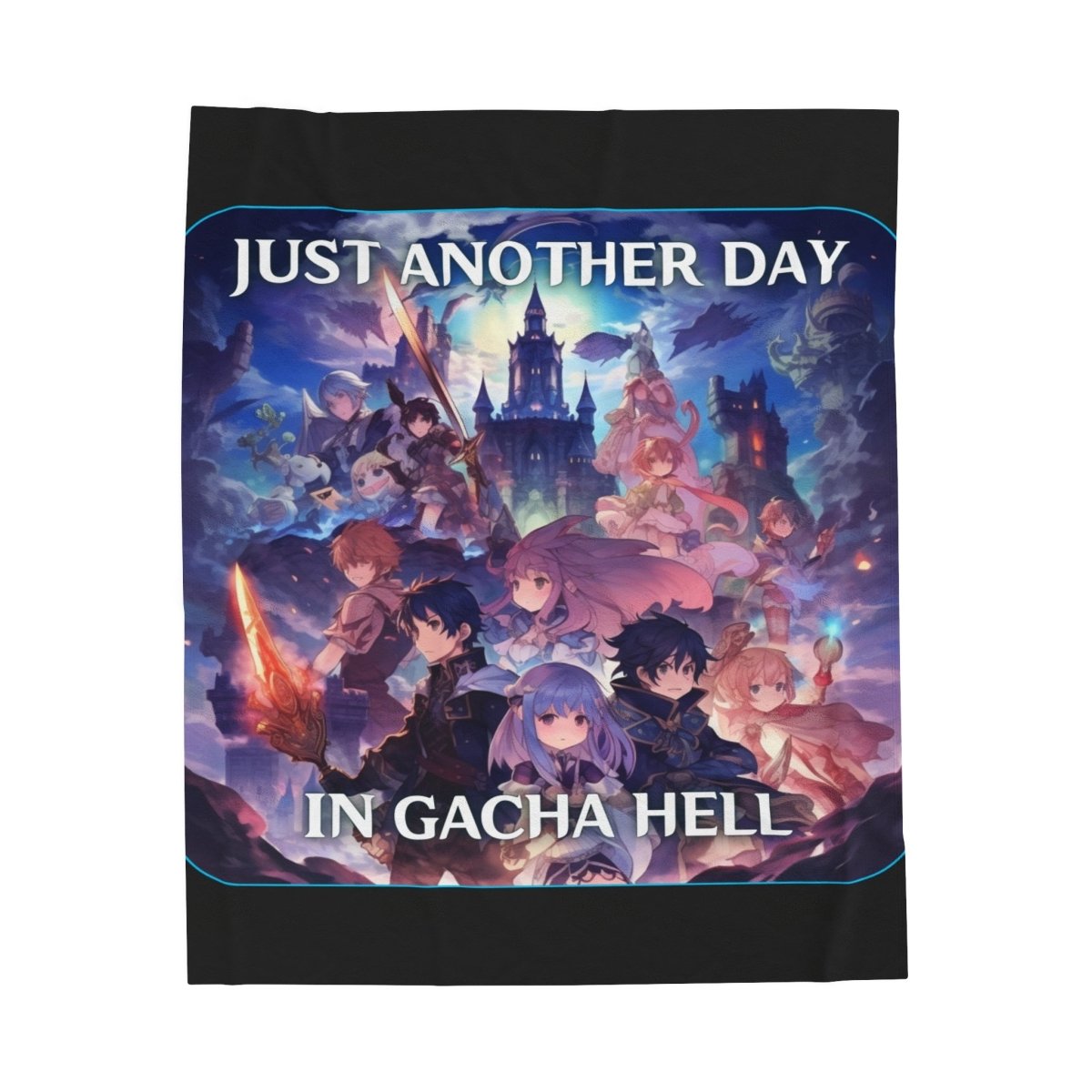 Goated Goods - Genshin Impact - Just Another Day in Gacha Hell - Velveteen Plush Blanket - 30" × 40" -