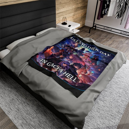 Goated Goods - Genshin Impact - Just Another Day in Gacha Hell - Velveteen Plush Blanket - 50" × 60" -