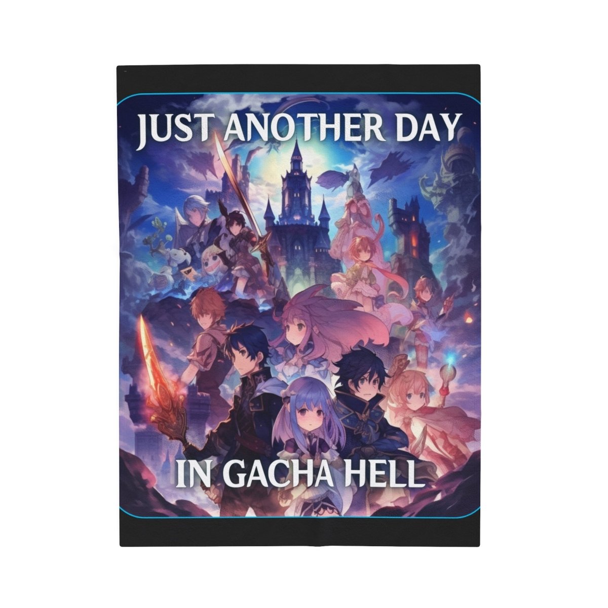 Goated Goods - Genshin Impact - Just Another Day in Gacha Hell - Velveteen Plush Blanket - 50" × 60" -