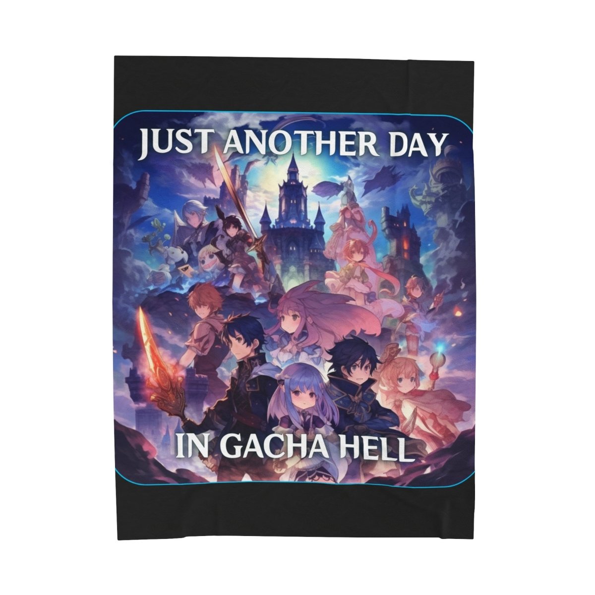 Goated Goods - Genshin Impact - Just Another Day in Gacha Hell - Velveteen Plush Blanket - 60" × 80" -