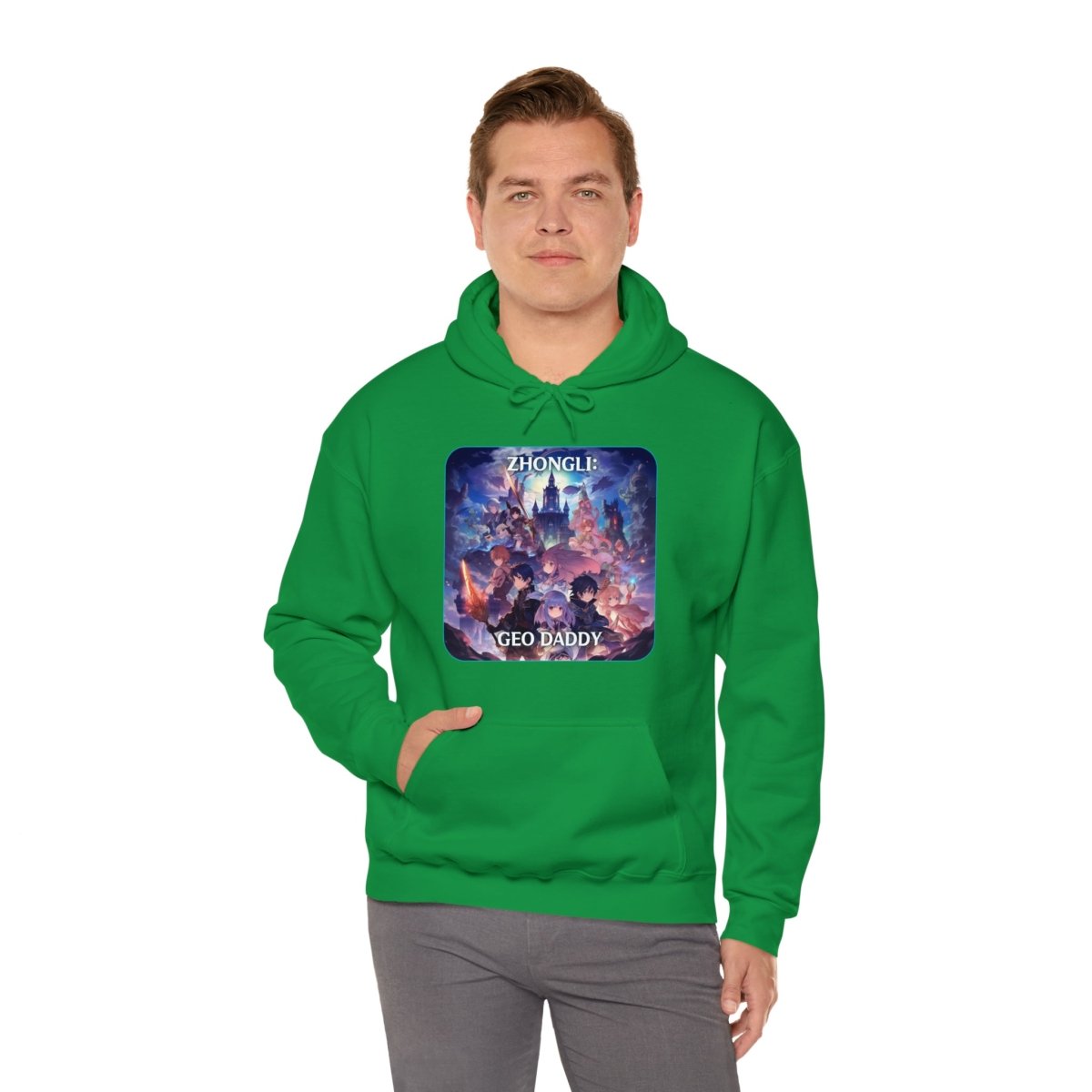 Goated Goods - Genshin Impact - Zhongli Geo Daddy - Unisex Hoodie - Irish Green - S