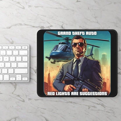 Goated Goods - Grand Theft Auto - In GTA, red lights are suggestions - Mouse Pad - Rectangle - 9" × 7"