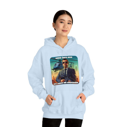 Goated Goods - Grand Theft Auto - In GTA, red lights are suggestions - Unisex Hoodie - Light Blue - 5XL