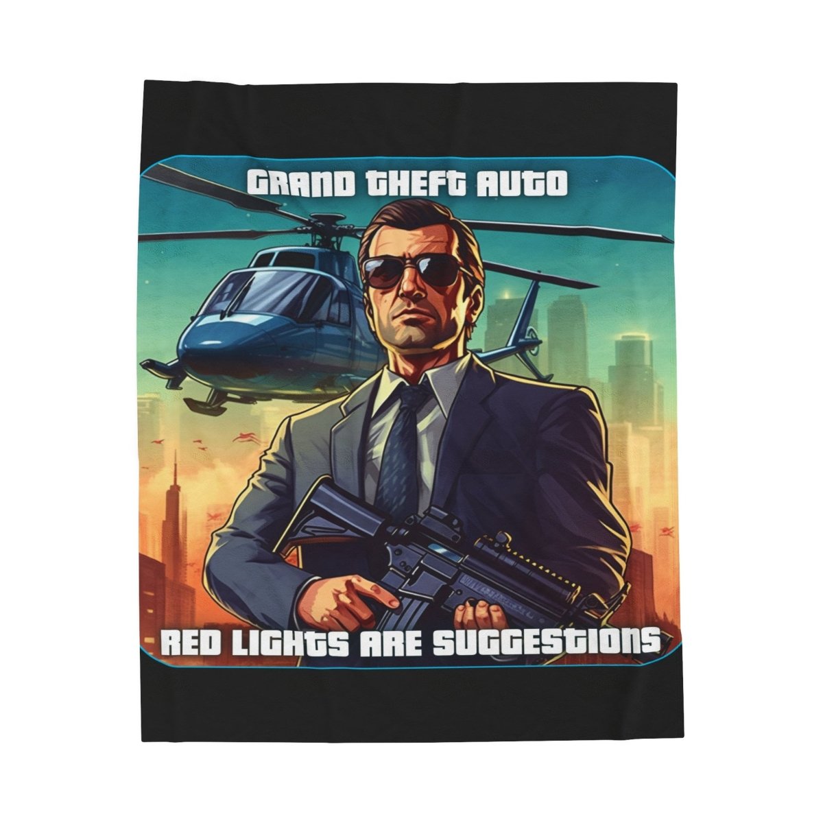 Goated Goods - Grand Theft Auto - In GTA, red lights are suggestions - Velveteen Plush Blanket - 30" × 40" -