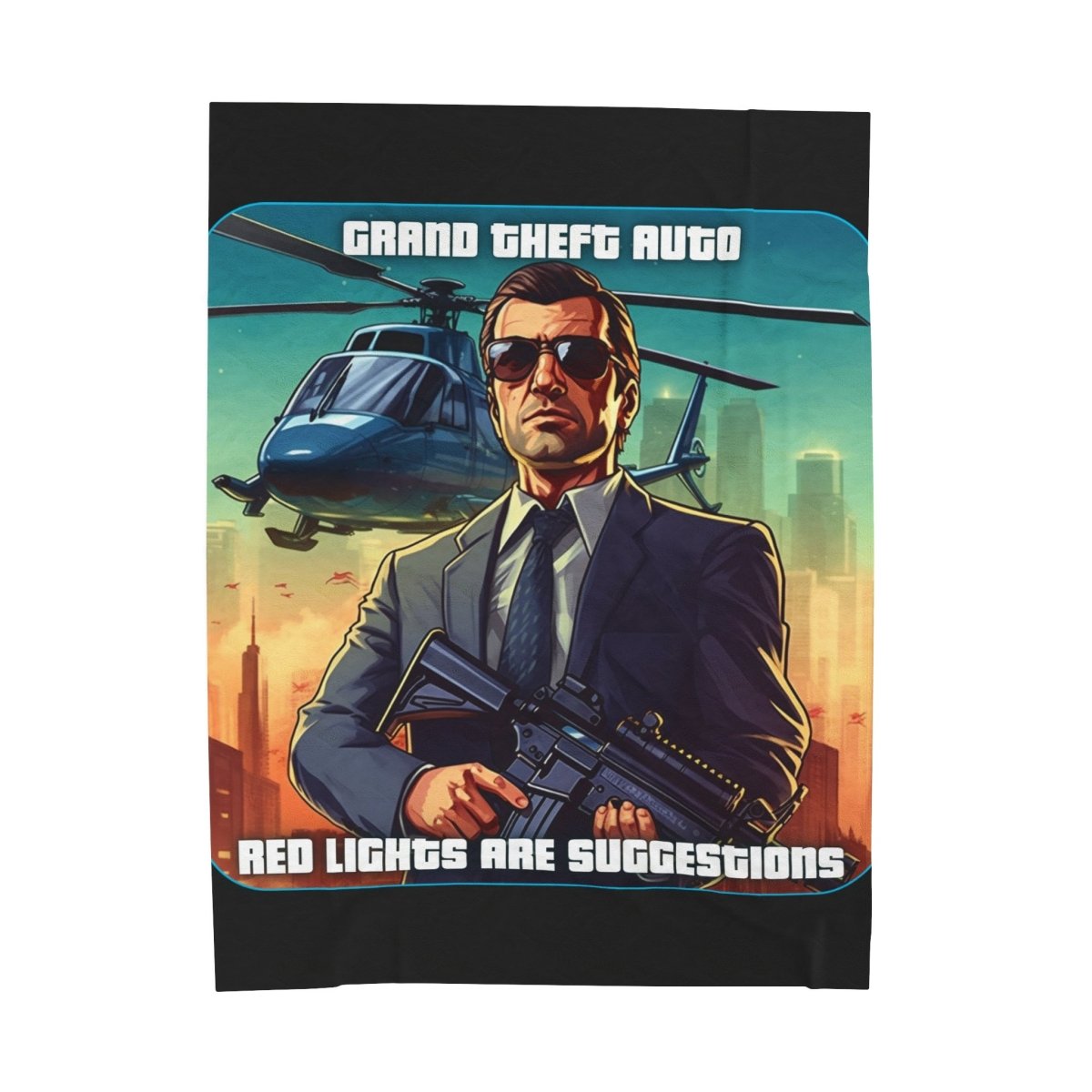 Goated Goods - Grand Theft Auto - In GTA, red lights are suggestions - Velveteen Plush Blanket - 60" × 80" -