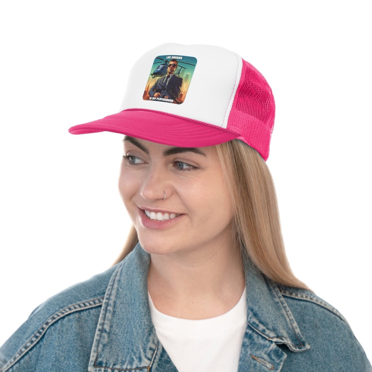 Goated Goods - Grand Theft Auto - Los Santos is my playground - Trucker Hat - Pink - One size