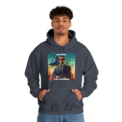 Goated Goods - Grand Theft Auto - Los Santos is my playground - Unisex Hoodie - Heather Navy - 3XL