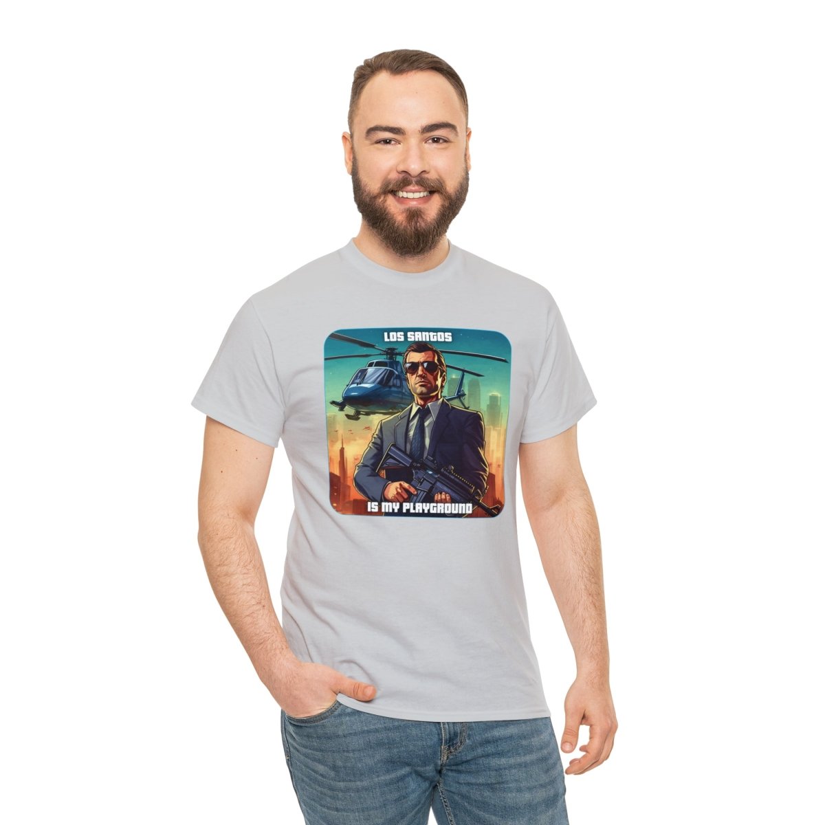 Goated Goods - Grand Theft Auto - Los Santos is my playground - Unisex T-shirt - Ice Grey - 2XL