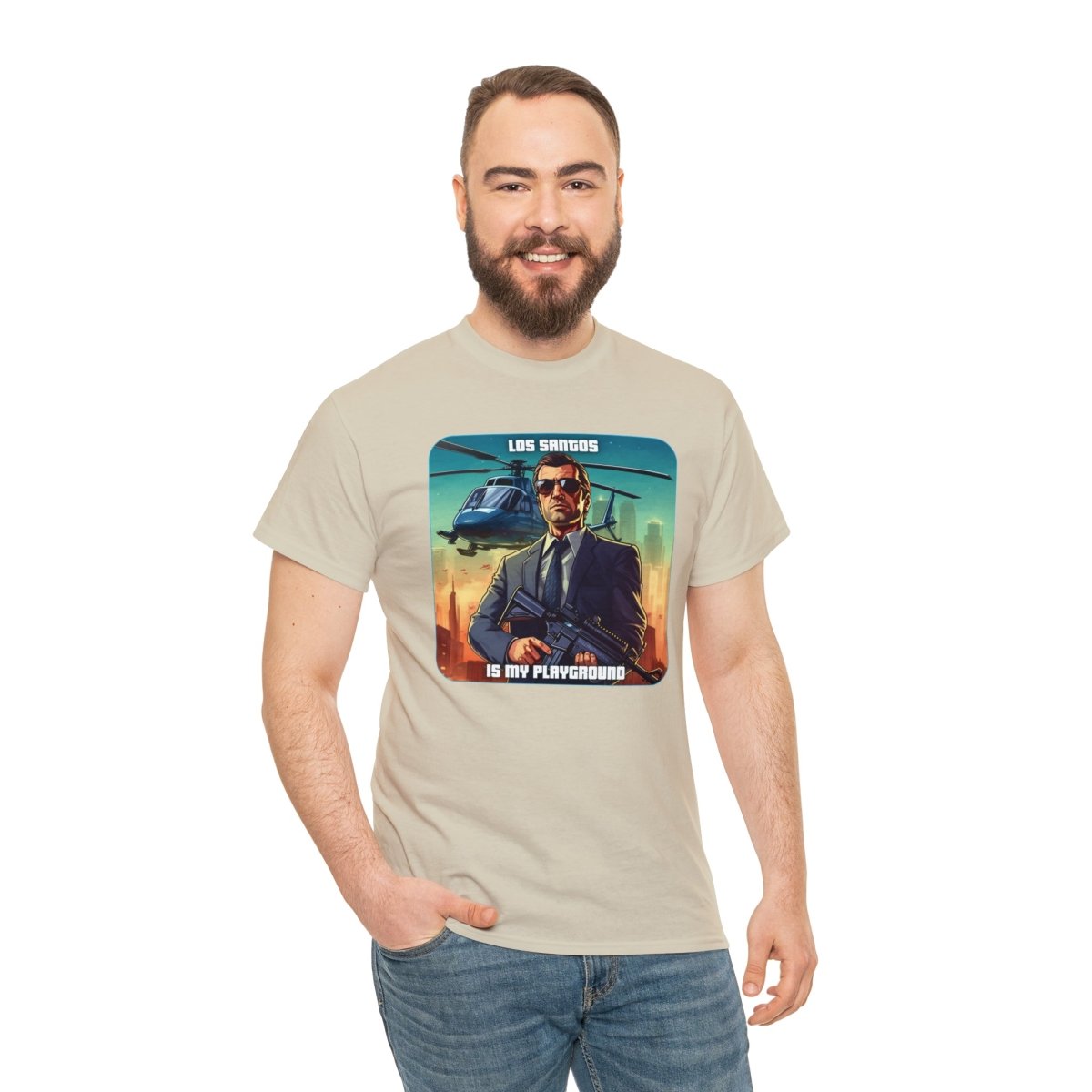 Goated Goods - Grand Theft Auto - Los Santos is my playground - Unisex T-shirt - Sand - S