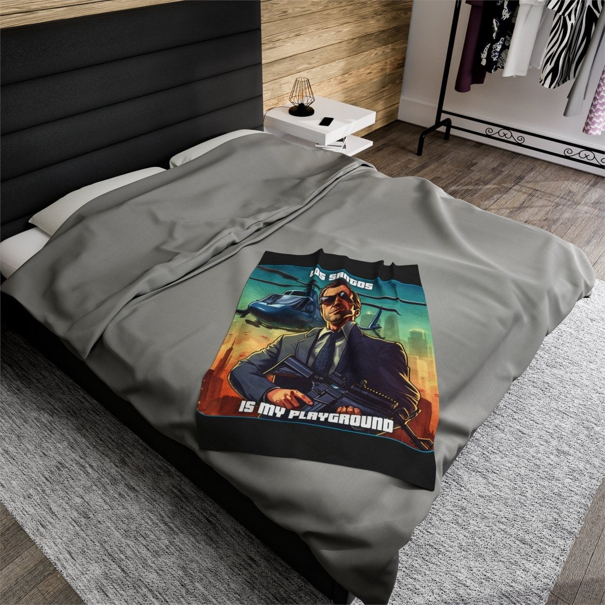 Goated Goods - Grand Theft Auto - Los Santos is my playground - Velveteen Plush Blanket - 30" × 40" -