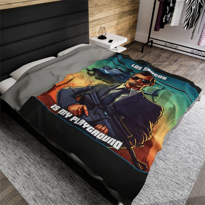 Goated Goods - Grand Theft Auto - Los Santos is my playground - Velveteen Plush Blanket - 60" × 80" -