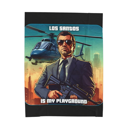 Goated Goods - Grand Theft Auto - Los Santos is my playground - Velveteen Plush Blanket - 60" × 80" -