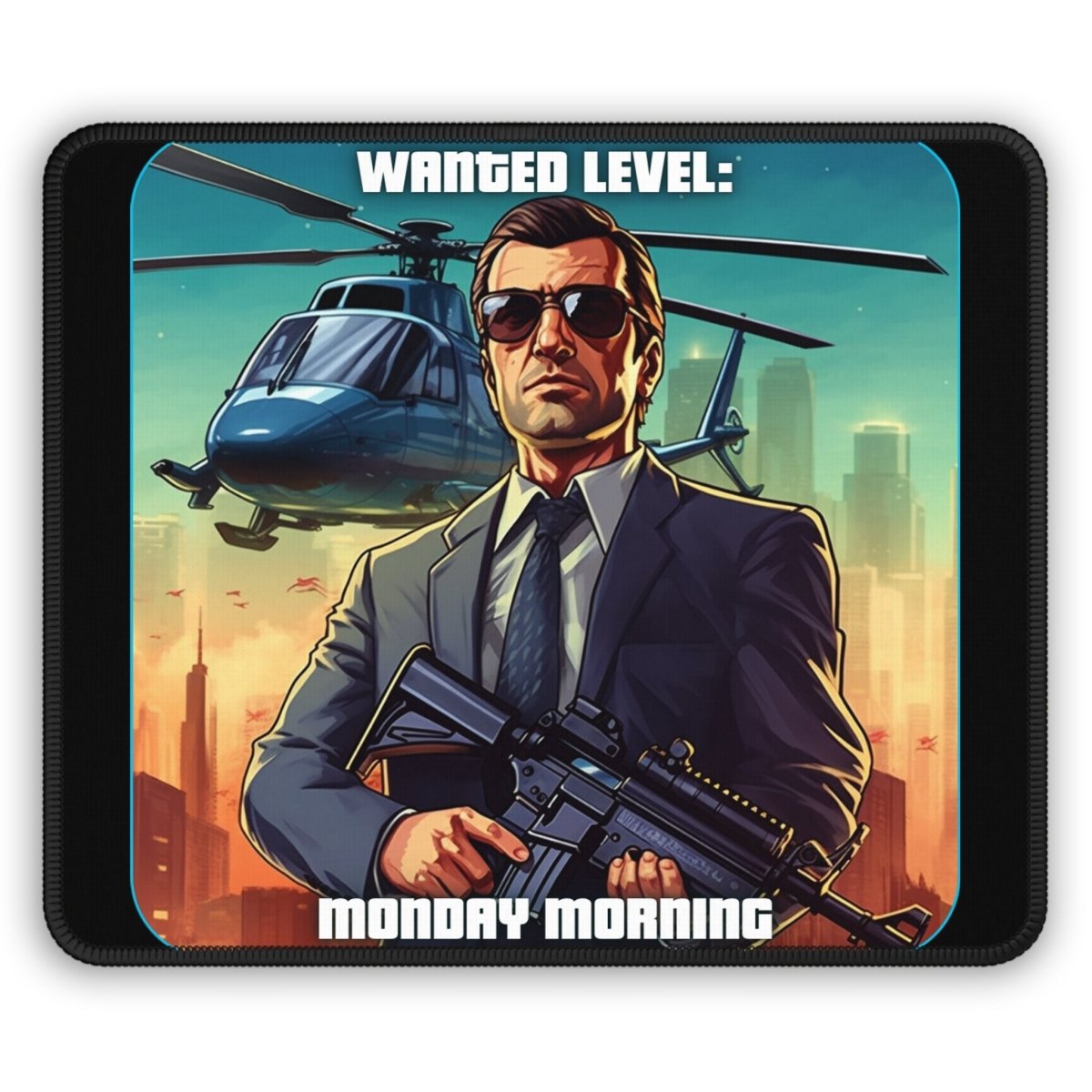 Goated Goods - Grand Theft Auto - Wanted Level Monday Morning - Mouse Pad - Rectangle - 9" × 7"