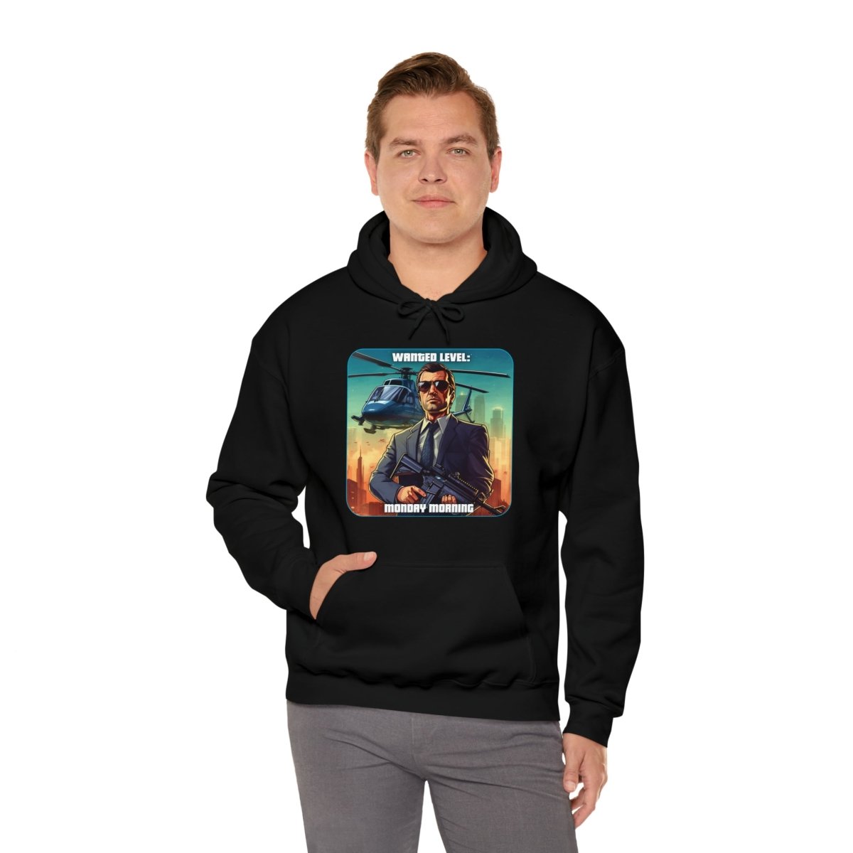 Goated Goods - Grand Theft Auto - Wanted Level Monday Morning - Unisex Hoodie - Black - S