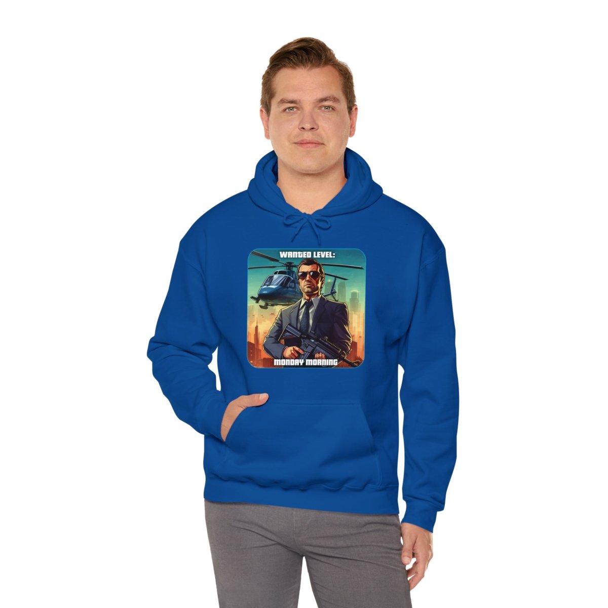 Goated Goods - Grand Theft Auto - Wanted Level Monday Morning - Unisex Hoodie - Royal - S