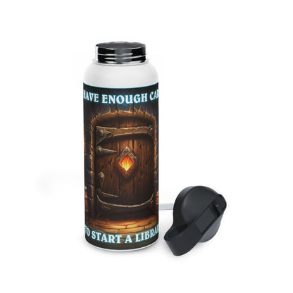 Goated Goods - Hearthstone - I have enough cards to start a Library - Stainless Steel Water Bottle, Standard Lid - 32oz - White