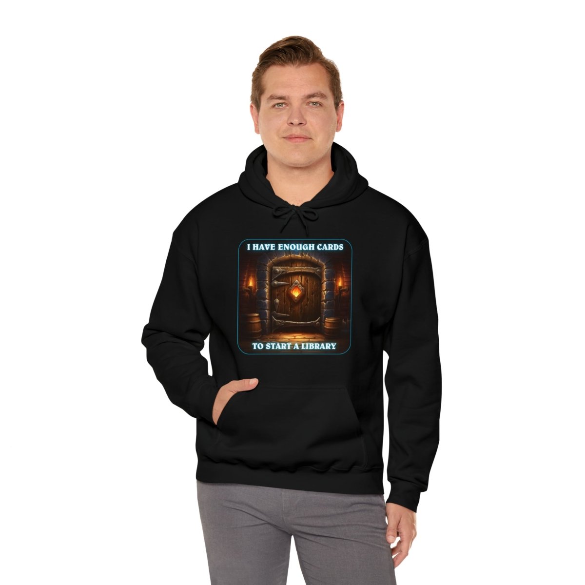 Goated Goods - Hearthstone - I have enough cards to start a Library - Unisex Hoodie - Black - S