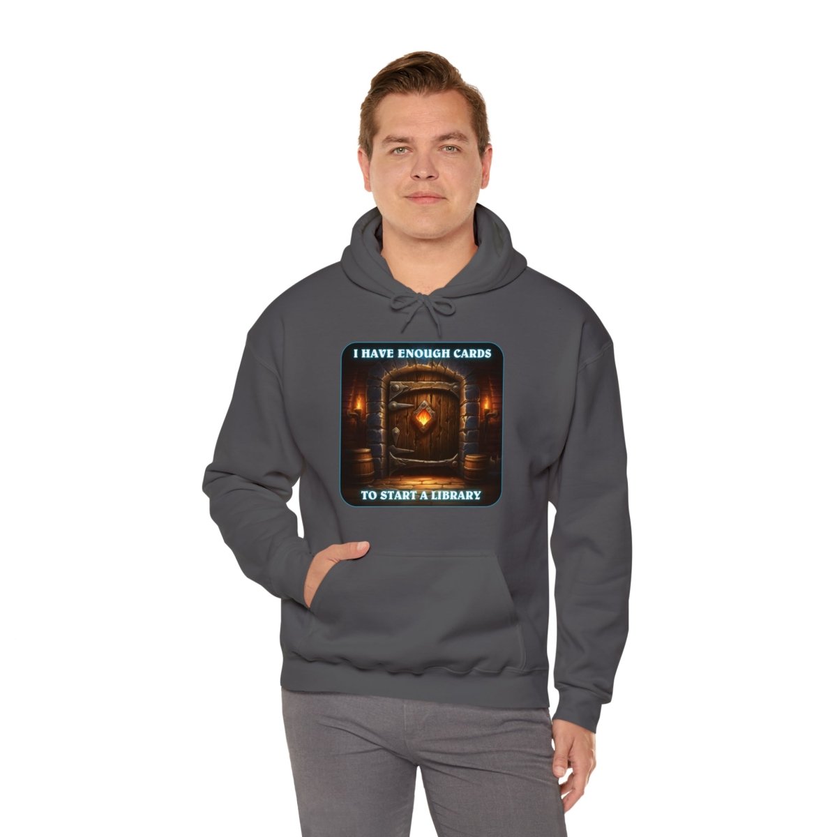 Goated Goods - Hearthstone - I have enough cards to start a Library - Unisex Hoodie - Charcoal - S