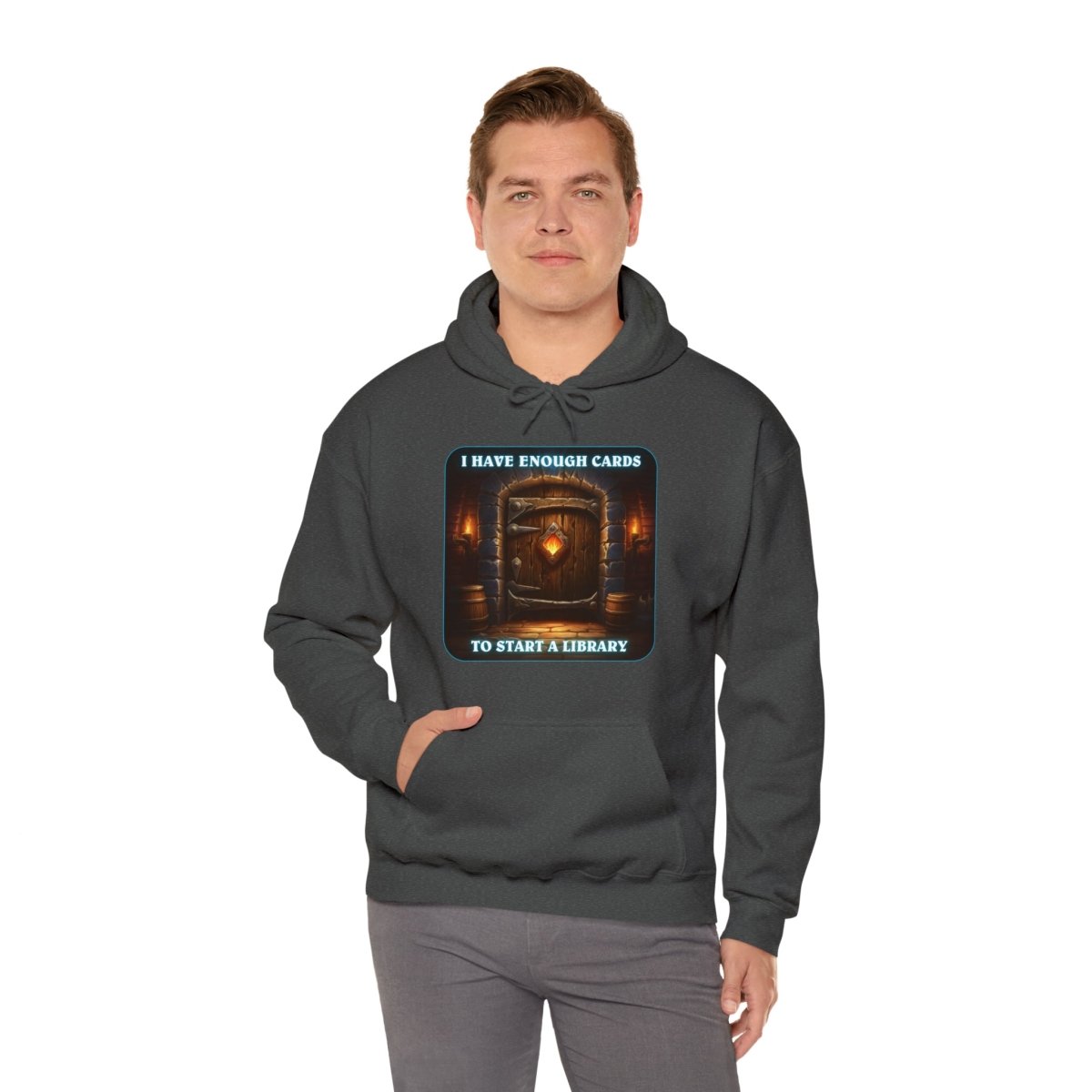 Goated Goods - Hearthstone - I have enough cards to start a Library - Unisex Hoodie - Dark Heather - S