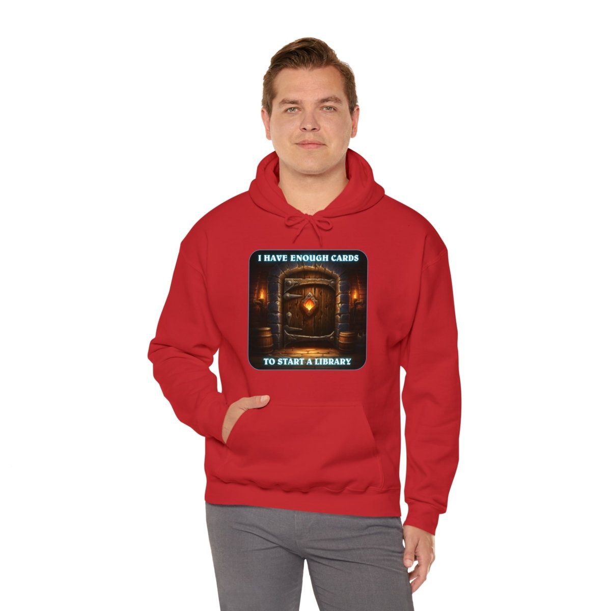 Goated Goods - Hearthstone - I have enough cards to start a Library - Unisex Hoodie - Red - S