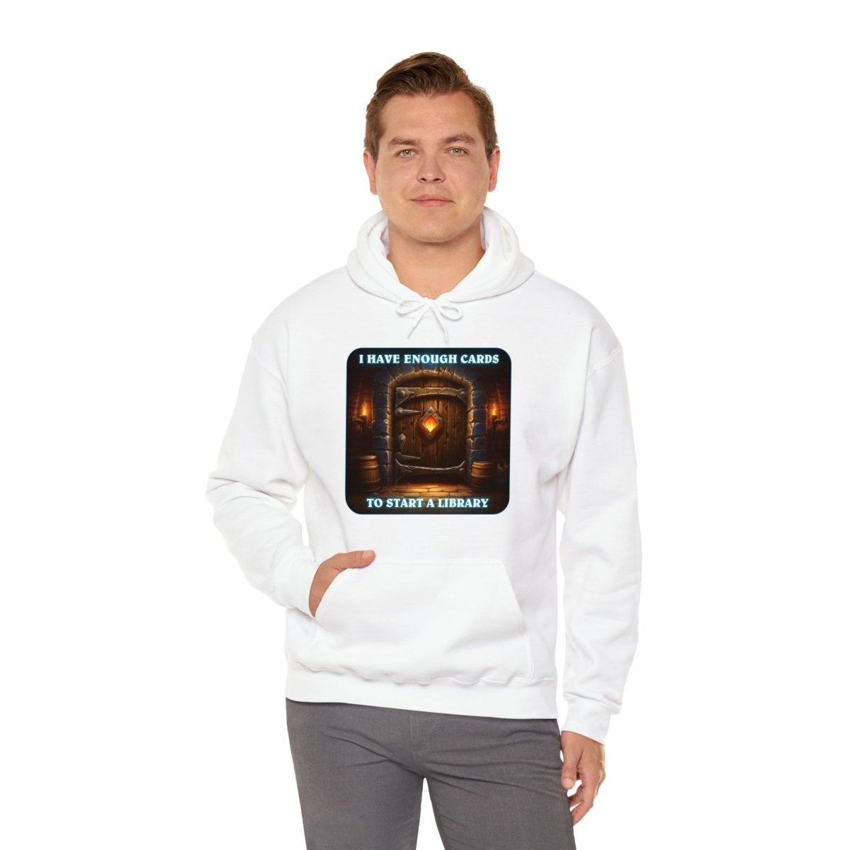 Goated Goods - Hearthstone - I have enough cards to start a Library - Unisex Hoodie - White - S