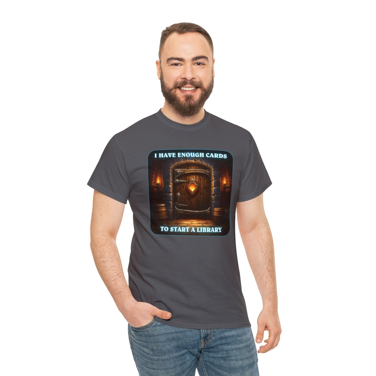 Goated Goods - Hearthstone - I have enough cards to start a Library - Unisex T-shirt - Charcoal - S