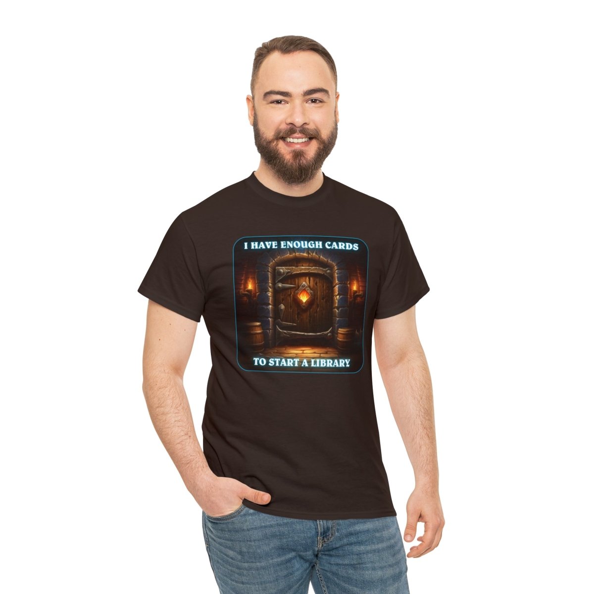 Goated Goods - Hearthstone - I have enough cards to start a Library - Unisex T-shirt - Dark Chocolate - 2XL