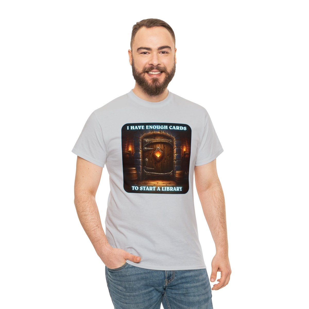 Goated Goods - Hearthstone - I have enough cards to start a Library - Unisex T-shirt - Ice Grey - 2XL