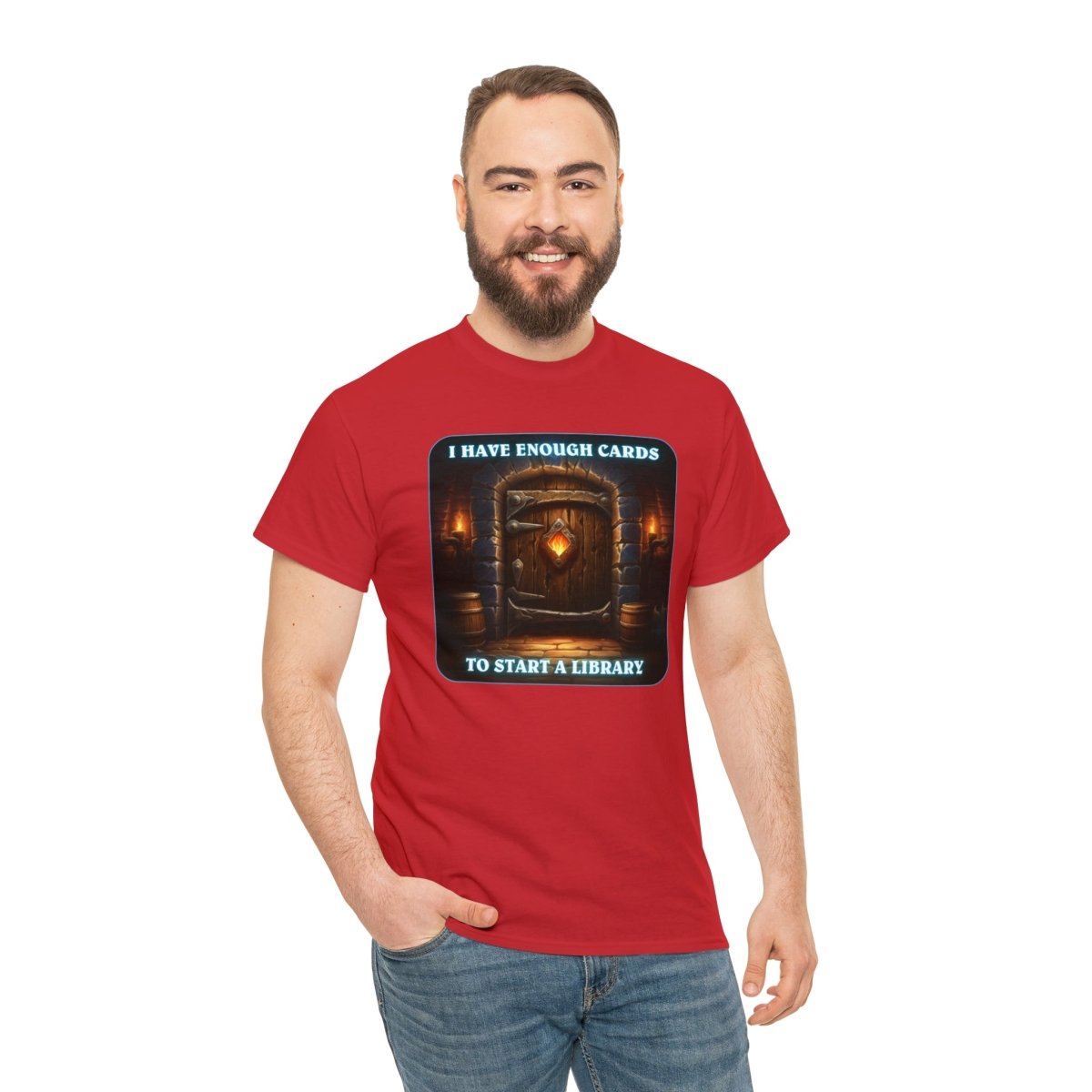 Goated Goods - Hearthstone - I have enough cards to start a Library - Unisex T-shirt - Red - S