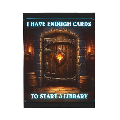 Goated Goods - Hearthstone - I have enough cards to start a Library - Velveteen Plush Blanket - 50" × 60" -