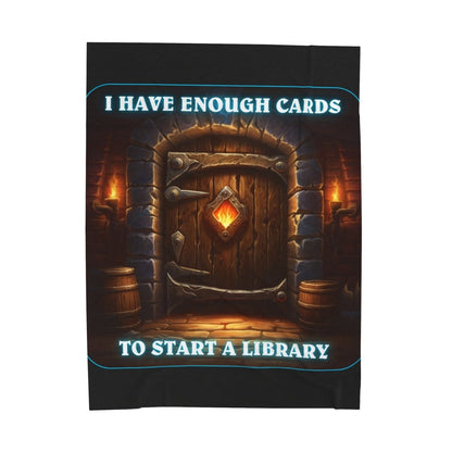 Goated Goods - Hearthstone - I have enough cards to start a Library - Velveteen Plush Blanket - 60" × 80" -