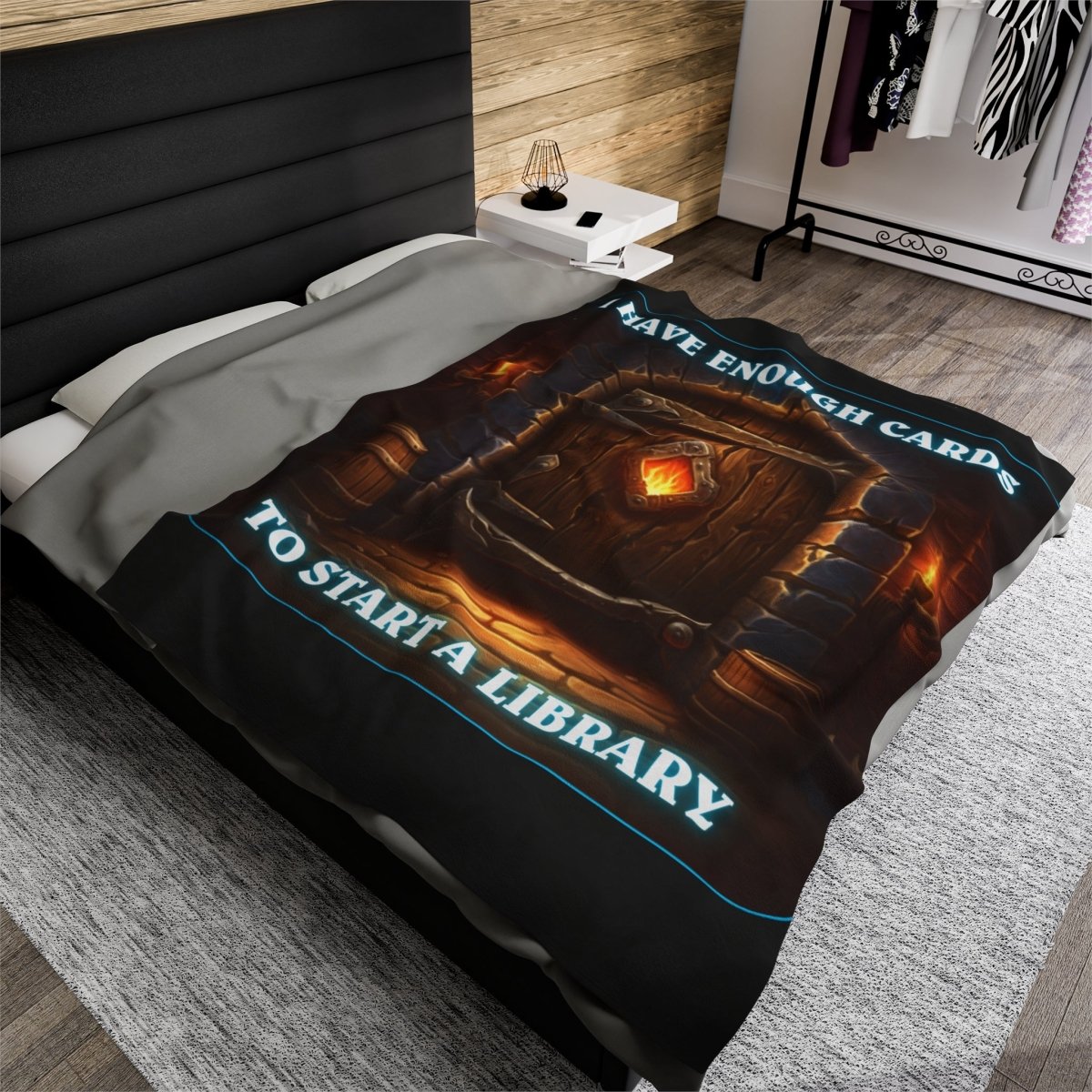 Goated Goods - Hearthstone - I have enough cards to start a Library - Velveteen Plush Blanket - 60" × 80" -