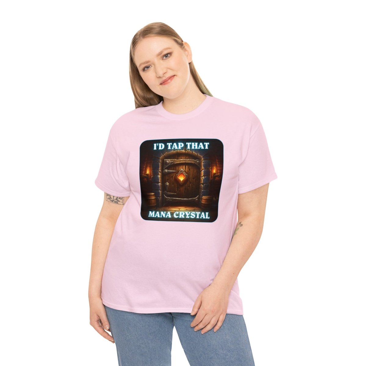 Goated Goods - Hearthstone - I'd tap that Mana Crystal - Unisex T-shirt - Light Pink - 4XL