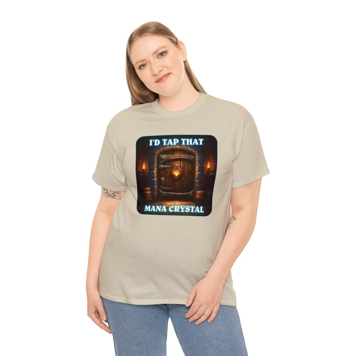 Goated Goods - Hearthstone - I'd tap that Mana Crystal - Unisex T-shirt - Sand - M