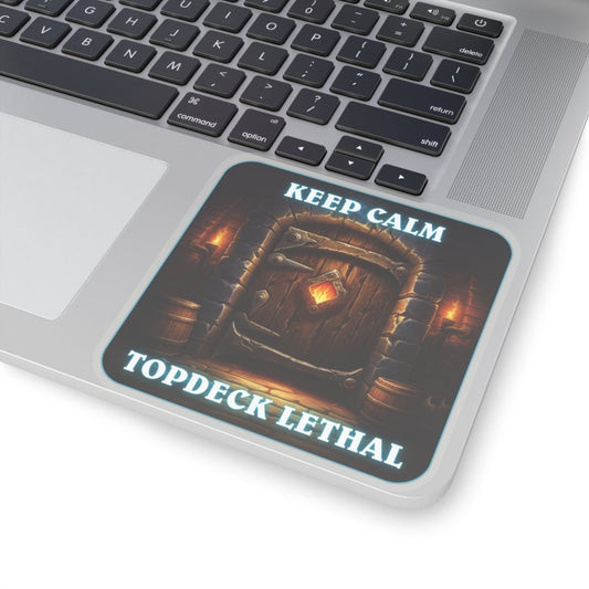 Goated Goods - Hearthstone - Keep Calm Top-Deck Lethal - Kiss-Cut Transparent Sticker - 4" × 4" - Transparent