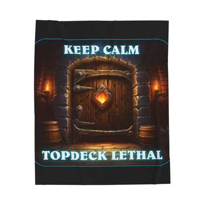 Goated Goods - Hearthstone - Keep Calm Top-Deck Lethal - Velveteen Plush Blanket - 30" × 40" -