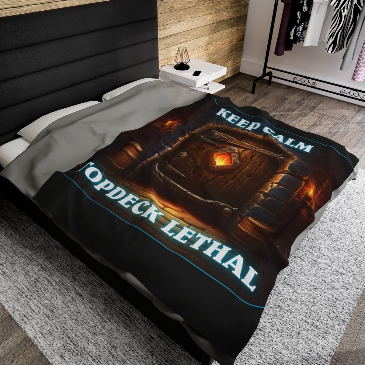 Goated Goods - Hearthstone - Keep Calm Top-Deck Lethal - Velveteen Plush Blanket - 60" × 80" -