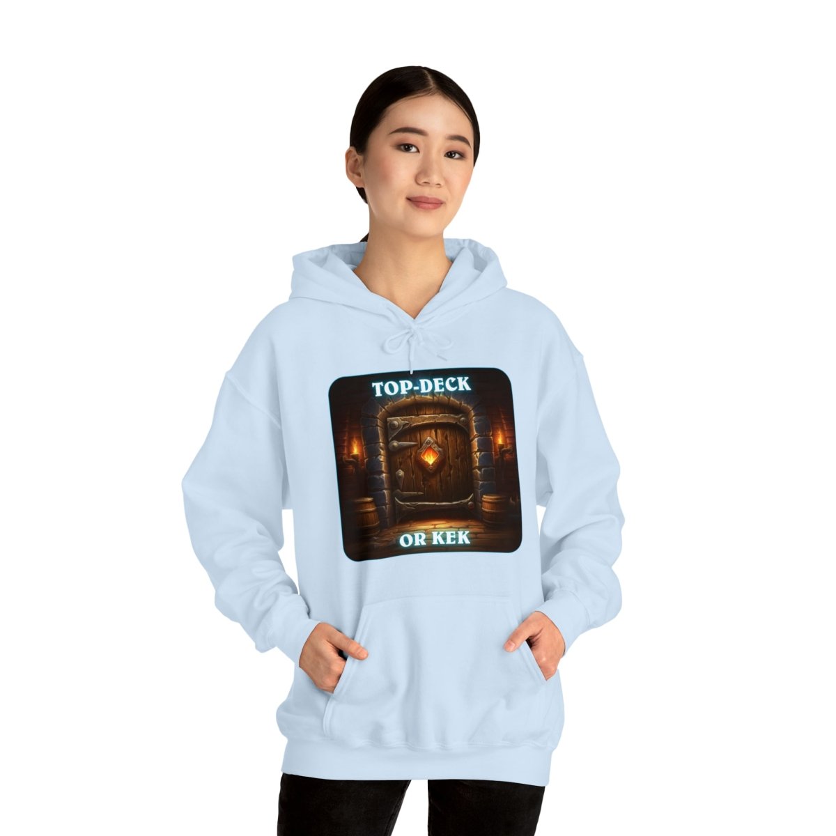 Goated Goods - Hearthstone - Top-Deck or Kek - Unisex Hoodie - Light Blue - 3XL