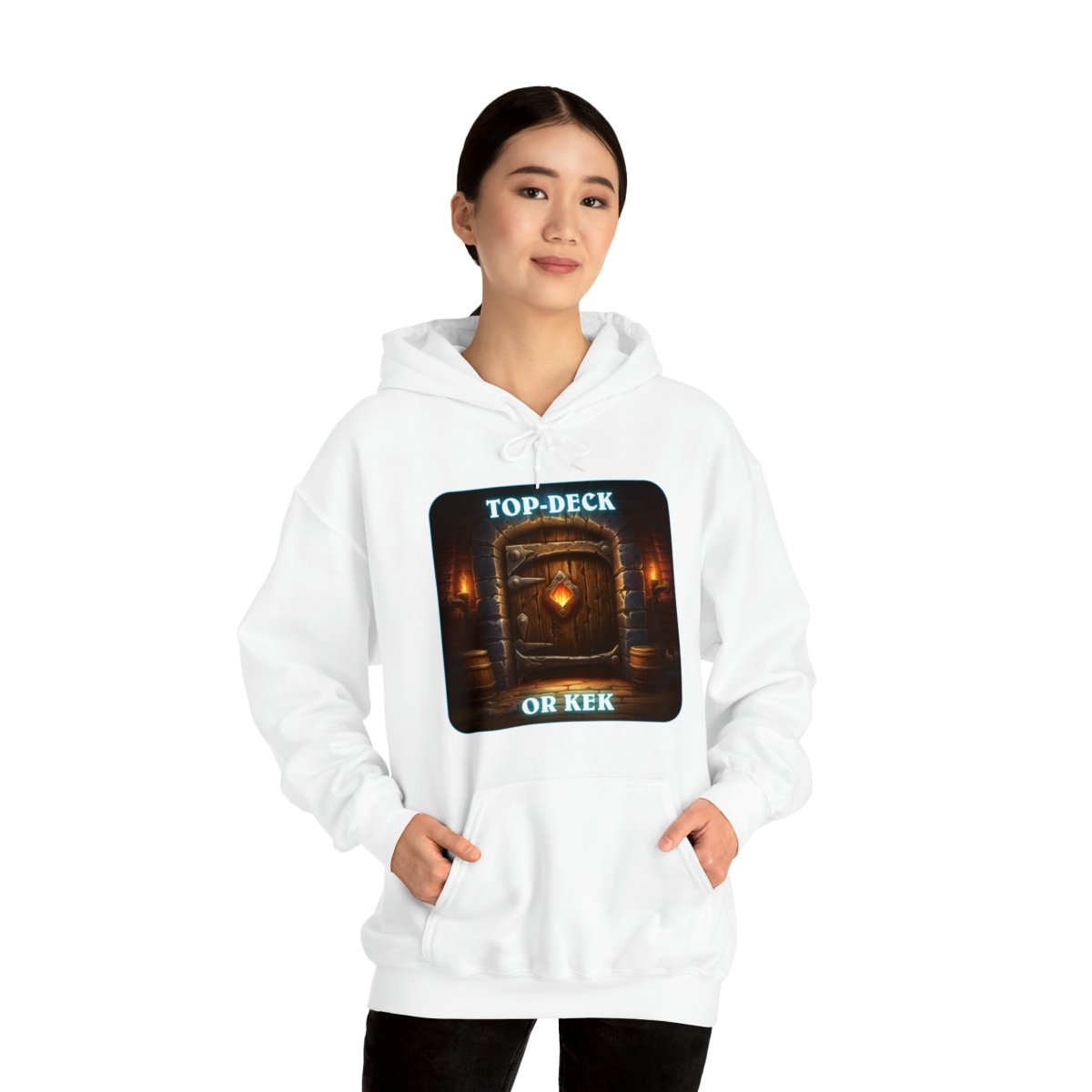 Goated Goods - Hearthstone - Top-Deck or Kek - Unisex Hoodie - White - S